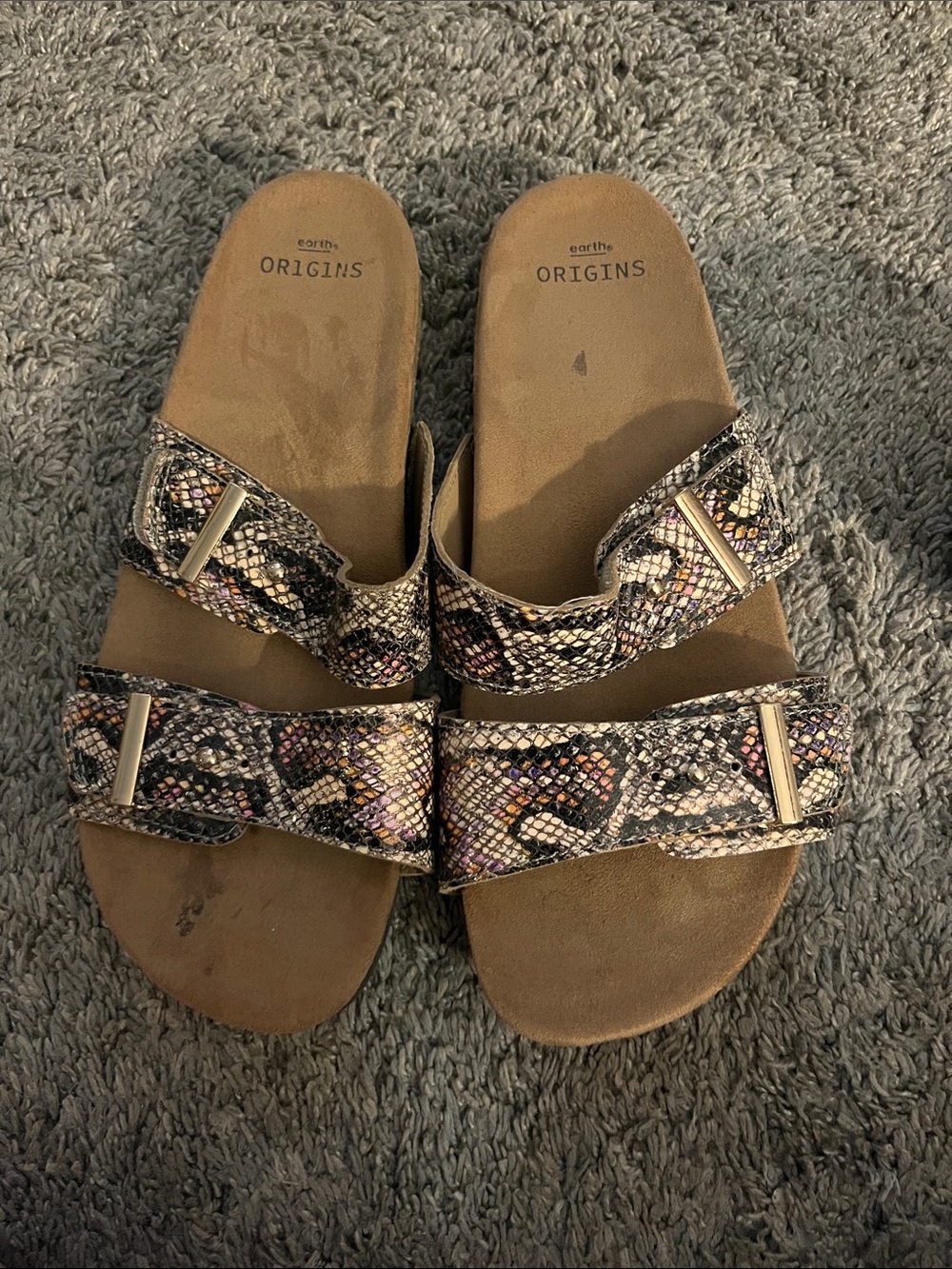 Earth Origins Women's Snake-Print Slide Sandals in Multicolor